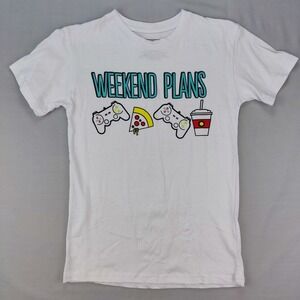 Brooklyn Vertical T-Shirt Youth 14/16 White Weekend Plans Gamer Graphic Tee